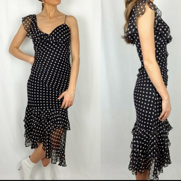 🎉HP🎊 NWOT 👗 Bcbgmaxazria silk polka dot dress 0 - Picture 5 of 8